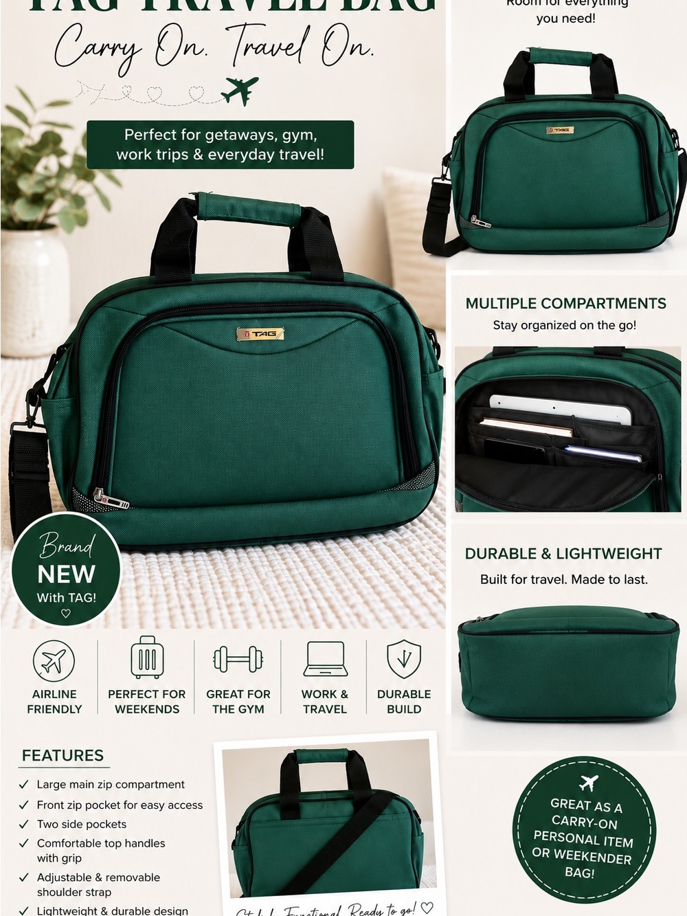 Tag Men's Toiletry Bag in Dark Green